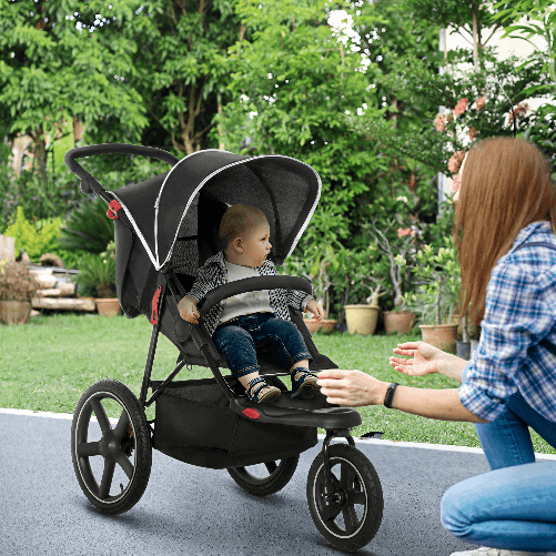 HOMCOM-Passeggino-Pieghevole-per-Bambini-0-36-Mesi-con-Tettuccio-Regolabile-e-Cesto-Portaoggetti-128x58x106-cm-Nero