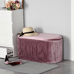 HOMCOM-Pouf-Contenitore-in-Velluto-Imbottito-per-Camera-da-Letto-e-Ingresso-Rosa