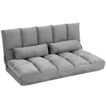 HOMCOM-Divano-da-Terra-Pieghevole-a-Lettino-Schienale-Reclinabile-su-7-Livelli-e-Cuscini-130x73x60cm-Grigio-Chiaro