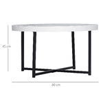 HOMCOM-Tavolino-da-Caffe-Rotondo-con-Piano-Effetto-Marmo-in-MDF-e-Gambe-in-Metallo-Φ80x45-cm-Bianco