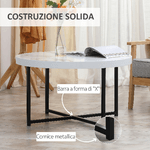 HOMCOM-Tavolino-da-Caffe-Rotondo-con-Piano-Effetto-Marmo-in-MDF-e-Gambe-in-Metallo-Φ80x45-cm-Bianco