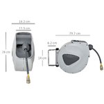 DURHAND-Avvolgitubo-Automatico-10m---90cm-con-Attacco-Φ1-4---Montaggio-a-Parete-e-Ruotabile-di-180°-Grigio