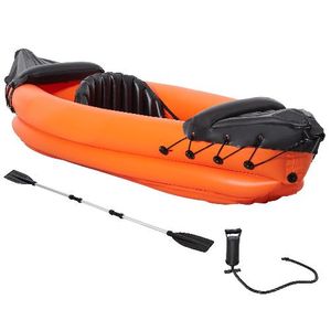 Outsunny Canoa Gonfiabile 2 Posti in PVC con 2 Remi in Alluminio e Accessori, Arancione