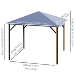 Outsunny-Gazebo-da-Giardino-3x3m-con-Tetto-in-Policarbonato-e-Zanzariere-Caffe-e-Khaki