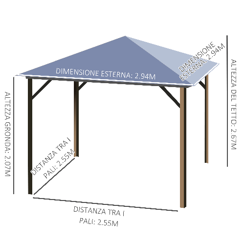 Outsunny-Gazebo-da-Giardino-3x3m-con-Tetto-in-Policarbonato-e-Zanzariere-Caffe-e-Khaki