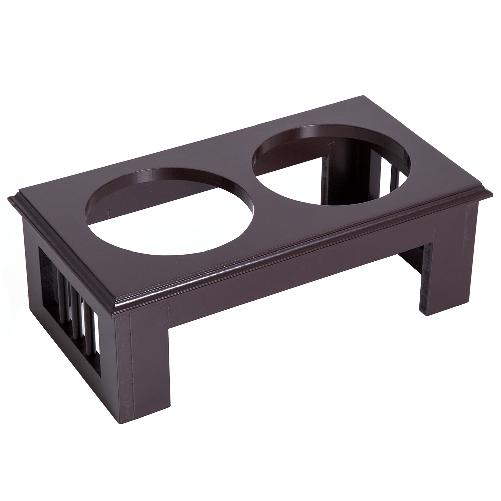 Pawhut-Ciotola-Rialzata-per-Cani-in-Acciaio-Inossidabile-Base-in-Legno-MDF-con-2-Piatti-44x24x15cm