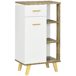 kleankin Mobile Bagno Moderno con Armadietto, Cassetto e Ripiani in Legno, 50x30x89cm, Bianco