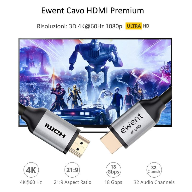 EWENT-CAVO-HDMI-PREMIUM-HIGH-SPEED-2.0-A-A-M-M-3MT-EC1347