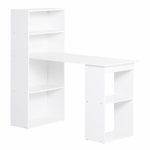 HOMCOM-Scrivania-Computer-con-Libreria-Salvaspazio-Tavolo-da-Pranzo-per-Ufficio-e-Studio-120x55x120-cm-Bianco