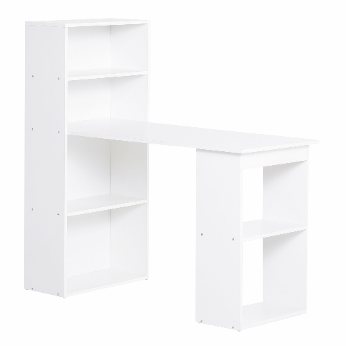 HOMCOM-Scrivania-Computer-con-Libreria-Salvaspazio-Tavolo-da-Pranzo-per-Ufficio-e-Studio-120x55x120-cm-Bianco