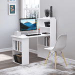 HOMCOM-Scrivania-Computer-con-Libreria-Salvaspazio-Tavolo-da-Pranzo-per-Ufficio-e-Studio-120x55x120-cm-Bianco