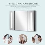 kleankin-Armadietto-con-Specchio-da-Bagno-a-Parete-in-MDF-con-3-Armadietti-3-Ripiani-e-Luce-LED-90x15x65-cm-Nero