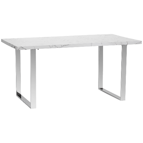 HOMCOM-Tavolo-da-Pranzo-Rettangolare-per-6-8-Persone-Effetto-Marmo-160x90x75cm-Bianco