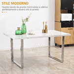 HOMCOM-Tavolo-da-Pranzo-Rettangolare-per-6-8-Persone-Effetto-Marmo-160x90x75cm-Bianco