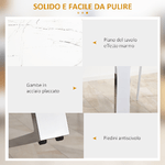 HOMCOM-Tavolo-da-Pranzo-Rettangolare-per-6-8-Persone-Effetto-Marmo-160x90x75cm-Bianco