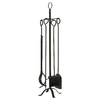 Outsunny-Set-Attrezzi-per-Camino-5-Pezzi-Base-con-Attizzatoio-Pinza-Paletta-e-Scopa-in-Metallo---Nero