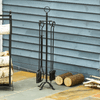 Outsunny-Set-Attrezzi-per-Camino-5-Pezzi-Base-con-Attizzatoio-Pinza-Paletta-e-Scopa-in-Metallo---Nero