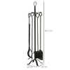 Outsunny-Set-Attrezzi-per-Camino-5-Pezzi-Base-con-Attizzatoio-Pinza-Paletta-e-Scopa-in-Metallo---Nero