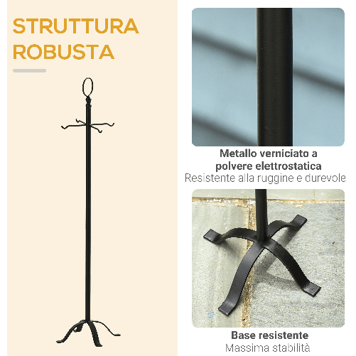 Outsunny-Set-Attrezzi-per-Camino-5-Pezzi-Base-con-Attizzatoio-Pinza-Paletta-e-Scopa-in-Metallo---Nero