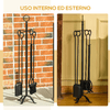 Outsunny-Set-Attrezzi-per-Camino-5-Pezzi-Base-con-Attizzatoio-Pinza-Paletta-e-Scopa-in-Metallo---Nero