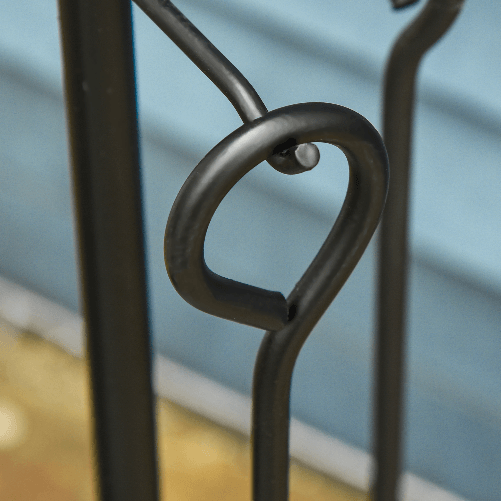 Outsunny-Set-Attrezzi-per-Camino-5-Pezzi-Base-con-Attizzatoio-Pinza-Paletta-e-Scopa-in-Metallo---Nero