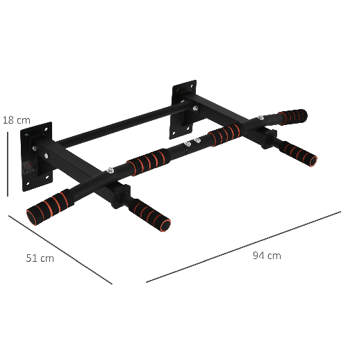 HOMCOM-Sbarra-per-Trazioni-Multifunzione-in-Acciaio-da-Parete-94x51x18cm-Nera