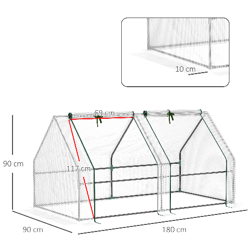 Outsunny-Serra-da-Giardino-con-Copertura-in-PE-Rinforzato-e-Telaio-in-Acciaio-180x90x90cm-Bianco