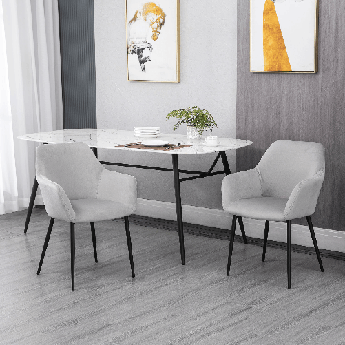 HOMCOM-Set-2-Sedie-per-Soggiorno-Nordiche-con-Schienale-e-Braccioli-Ricurvi-e-Seduta-Imbottita-54x57x80-cm-Grigio