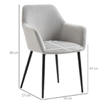 HOMCOM-Set-2-Sedie-per-Soggiorno-Nordiche-con-Schienale-e-Braccioli-Ricurvi-e-Seduta-Imbottita-54x57x80-cm-Grigio