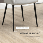 HOMCOM-Set-2-Sedie-per-Soggiorno-Nordiche-con-Schienale-e-Braccioli-Ricurvi-e-Seduta-Imbottita-54x57x80-cm-Grigio