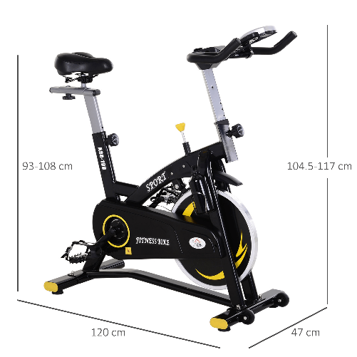 HOMCOM-Cyclette-Professionale-con-Schermo-LCD-Volano-10kg-e-Resistenza-Magnetica-Regolabile-Nera-e-Gialla