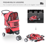 PawHut-Passeggino-per-Cani-Pieghevole-Carrello-per-Animali-Domestici-Carrello-Carrozzina-Rosso-75-x-45-x-97cm