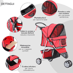 PawHut-Passeggino-per-Cani-Pieghevole-Carrello-per-Animali-Domestici-Carrello-Carrozzina-Rosso-75-x-45-x-97cm