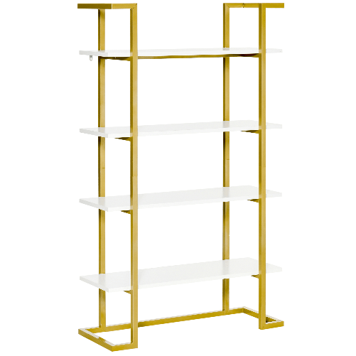 HOMCOM-Mobile-Libreria-a-4-Livelli-Rialzato-e-Multiuso-in-MDF-e-Acciaio-92x35x152cm