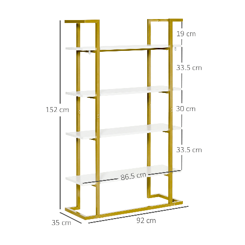 HOMCOM-Mobile-Libreria-a-4-Livelli-Rialzato-e-Multiuso-in-MDF-e-Acciaio-92x35x152cm