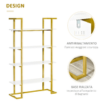 HOMCOM-Mobile-Libreria-a-4-Livelli-Rialzato-e-Multiuso-in-MDF-e-Acciaio-92x35x152cm