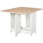 HOMCOM Tavolo Consolle a Ribalta con Vano Mensola, Tavolino da Salotto e Cucina Pieghevole Salvaspazio, Color Legno e Bianco, 118x80x72cm