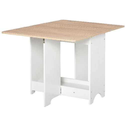 HOMCOM-Tavolo-Consolle-a-Ribalta-con-Vano-Mensola-Tavolino-da-Salotto-e-Cucina-Pieghevole-Salvaspazio-Color-Legno-e-Bianco-118x80x72cm