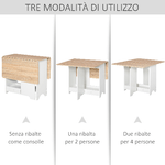 HOMCOM-Tavolo-Consolle-a-Ribalta-con-Vano-Mensola-Tavolino-da-Salotto-e-Cucina-Pieghevole-Salvaspazio-Color-Legno-e-Bianco-118x80x72cm