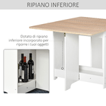 HOMCOM-Tavolo-Consolle-a-Ribalta-con-Vano-Mensola-Tavolino-da-Salotto-e-Cucina-Pieghevole-Salvaspazio-Color-Legno-e-Bianco-118x80x72cm