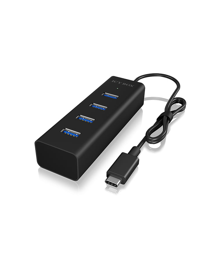 4x-USB-3.0-Type-A-Hub--Integriertes-USB-Type-C-Anschlusskabel--USB-3.0-Type-C-Datenbertragung-bis-zu-5-Gbit-s