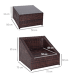 Outsunny-Set-Mobili-da-Balcone-in-PE-Rattan-Tavolo-da-Giardino-con-Poltroncine-e-Cuscini-Marrone