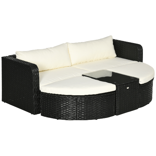 Outsunny-Salotto-da-Giardino-con-2-Poltrone-e-2-Poggiapiedi-in-Rattan-PE-Tavolino-in-Vetro-Nero