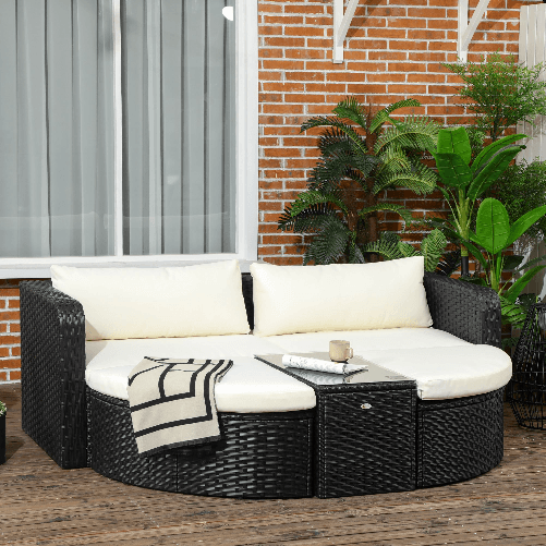 Outsunny-Salotto-da-Giardino-con-2-Poltrone-e-2-Poggiapiedi-in-Rattan-PE-Tavolino-in-Vetro-Nero