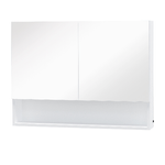 HOMCOM Armadietto con Specchio a Muro, Luci a LED, Ripiano Aperto e Ripiano Interno, 80x15x60cm