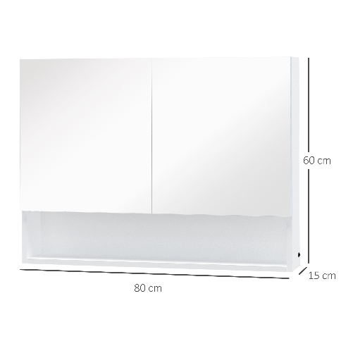 HOMCOM-Armadietto-con-Specchio-a-Muro-Luci-a-LED-Ripiano-Aperto-e-Ripiano-Interno-80x15x60cm