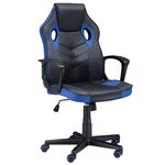 Vinsetto Sedia Gaming Ergonomica, Poltrona da Ufficio Girevole con Rotelle in Similpelle Nera e Blu, Altezza Regolabile