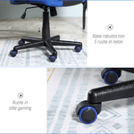 Vinsetto-Sedia-Gaming-Ergonomica-Poltrona-da-Ufficio-Girevole-con-Rotelle-in-Similpelle-Nera-e-Blu-Altezza-Regolabile