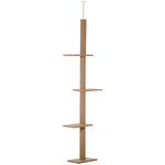 PawHut Albero Tiragraffi per Gatti a 4 Livelli, Fissaggio a Soffitto Regolabile, 43x27x228-260cm