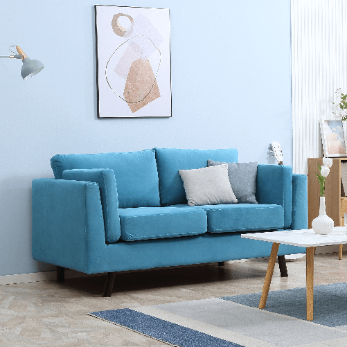 HOMCOM-Divano-2-Posti-Moderno-con-Braccioli-Imbottiti-in-Tessuto-Effetto-Velluto-e-Gambe-in-Legno-170x90x85-cm-Blu